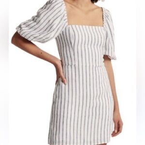 Abercrombie Stripped Mini Linen Style Dress with Puff Sleeve Size Small